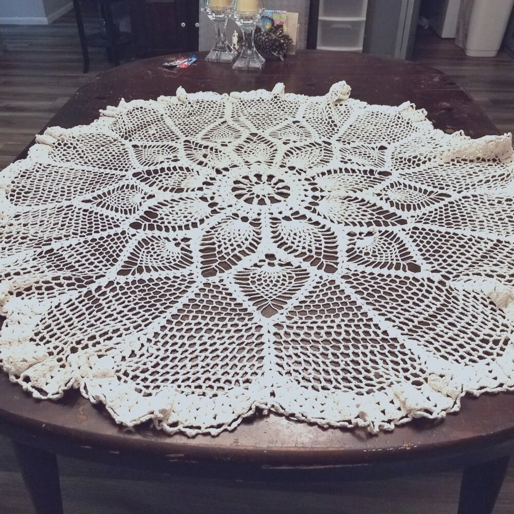 Vintage 48 inch hand crocheted cover